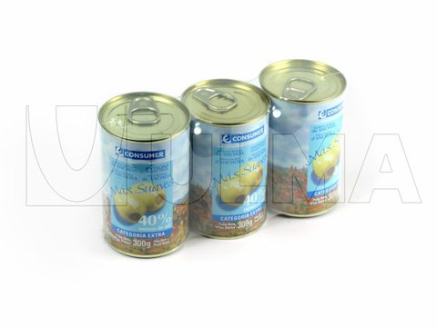 Групповая упаковка консервированных продуктов в термоусадочную плёнку на флоу-паке