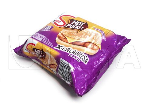 Упаковка готового гамбургера в МГС на флоу-паке