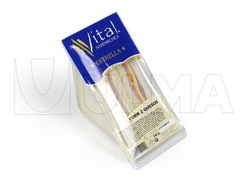 Упаковка сэндвичей в модифицированной атмосфере (МГС) на термоформере