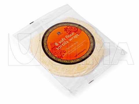 Упаковка мексиканской тортильи в модифицированной атмосфере (МГС) в пакет с застёжкой-зиппером на флоупаке