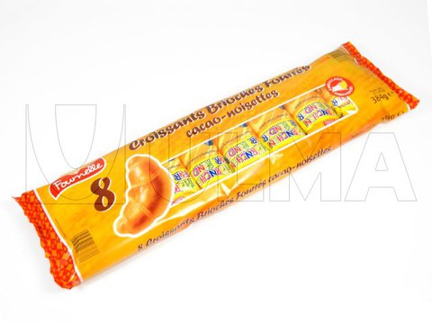 Упаковка круассанов с шоколадом на флоупаке