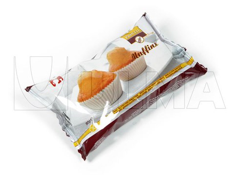 Упаковка маффинов в модифицированной атмосфере (МГС) на флоупаке