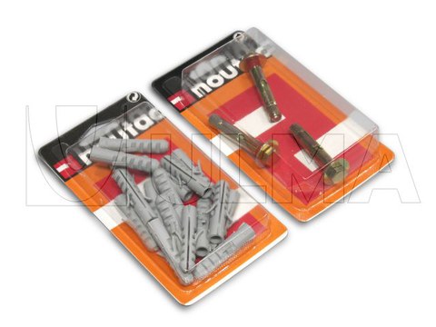 Упаковка фиксаторов для шурупов на блистере