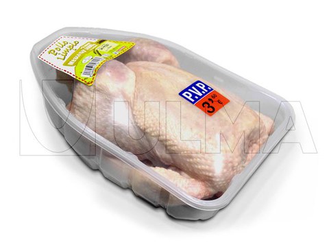 Упаковка целой курицы в МГС на трейсилере