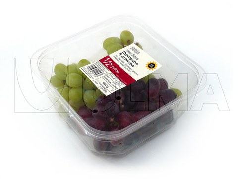 Упаковка винограда в перфорированную пленку на трейсилере