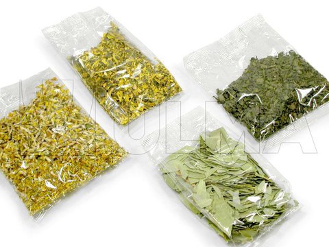 Упаковка сухих цветов и трав в сфальцованные трёхшовные пакеты на вертикальной машине