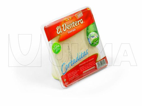 Упаковка треугольников сыра в модифицированной атмосфере (МГС) в жёсткую плёнку на термоформере